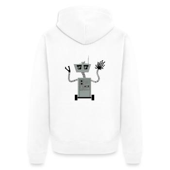 Roboter - Unisex Premium Bio Zip Hoodie - Weiß - Hinten - Thijin (182cm)