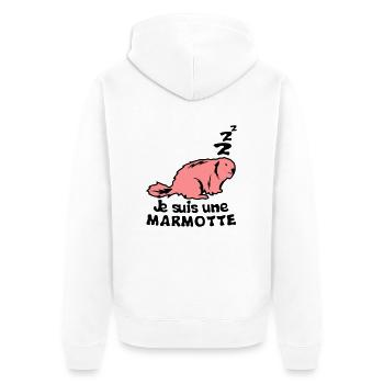 Ich bin ein Tier Murmeltier Begriff - Unisex Premium Bio Zip Hoodie - Weiß - Hinten - Thijin (182cm)