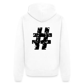 tag_f1 - Unisex Premium Bio Zip Hoodie - Weiß - Hinten - Thijin (182cm)