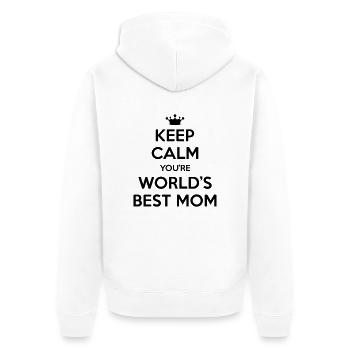 Keep calm you're world's best mom - Unisex Premium Bio Zip Hoodie - Weiß - Hinten - Thijin (182cm)