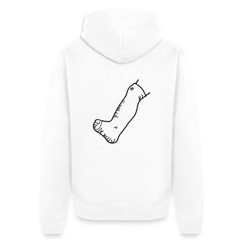 Bein in Gips _1_g1s - Unisex Premium Bio Zip Hoodie - Weiß - Hinten - Thijin (182cm)