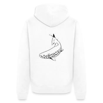 Forelle - Unisex Premium Bio Zip Hoodie - Weiß - Hinten - Thijin (182cm)