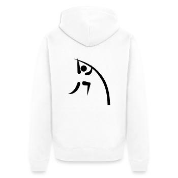 Stabhochsprung - Unisex Premium Bio Zip Hoodie - Weiß - Hinten - Thijin (182cm)