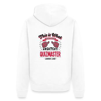 quizmaster worlds greatest looks like - Unisex Premium Organic Zip Hoodie - white - Back - Thijin (182cm)