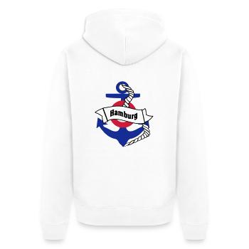 hamburg_1 - Unisex Premium Bio Zip Hoodie - Weiß - Hinten - Thijin (182cm)