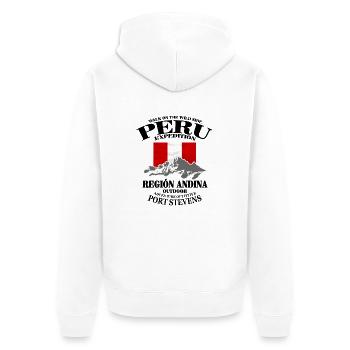 Peru - Flag & Mountains - Unisex Premium Organic Zip Hoodie - white - Back - Thijin (182cm)