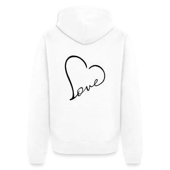 Coeur de coeur d’amour - Veste à capuche bio Premium Unisexe - blanc - Dos - Thijin (182cm)