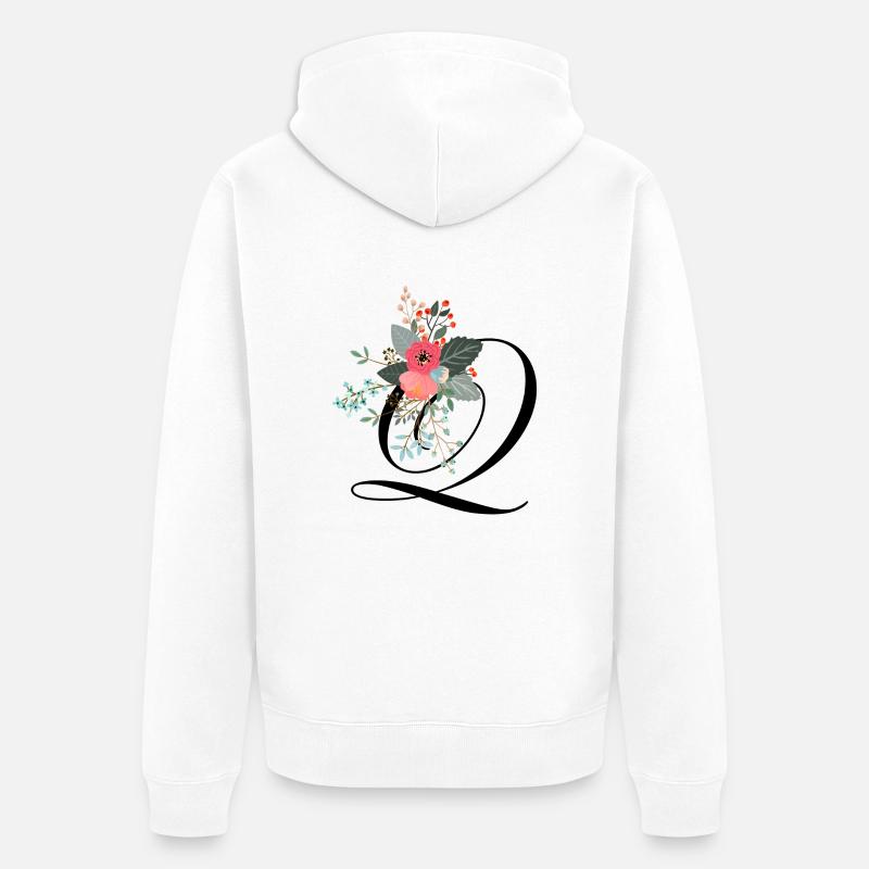 Lettre q fleuris - Veste à capuche bio Premium Unisexe - blanc
