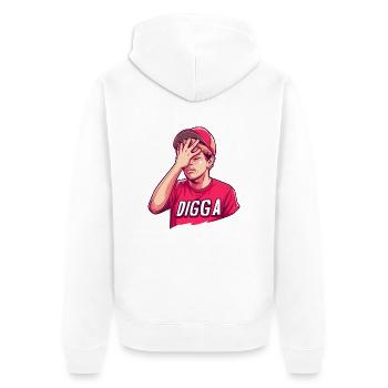 Digga Facepalm - Unisex Premium Bio Zip Hoodie - Weiß - Hinten - Thijin (182cm)