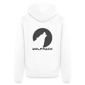 wolfpack_1 - Unisex Premium Bio Zip Hoodie - Weiß - Hinten - Thijin (182cm)