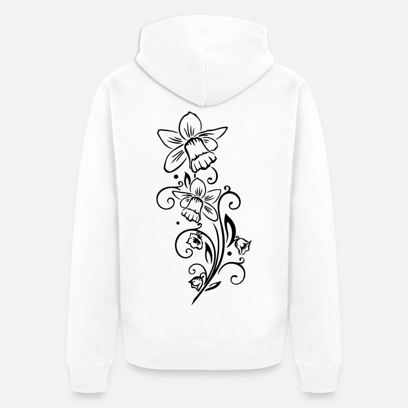 Cloches de Pâques Jonquilles Printemps - Veste à capuche bio Premium Unisexe - blanc