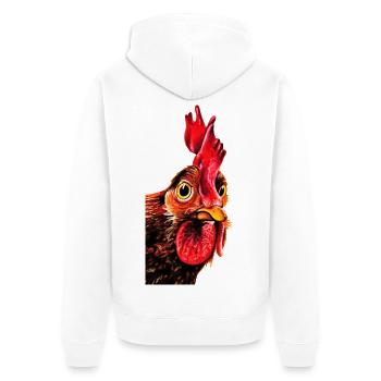 Gockel Herbert - Unisex Premium Bio Zip Hoodie - Weiß - Hinten - Thijin (182cm)