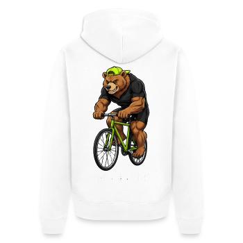 Cycliste Vélo de route Vélo de montagne Vélo Cool Bear - Veste à capuche bio Premium Unisexe - blanc - Dos - Thijin (182cm)