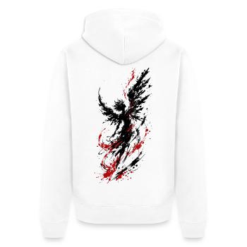Ange Noir Ailes Déchirées – Dark Angel Manga Gothi - Veste à capuche bio Premium Unisexe - blanc - Dos - Thijin (182cm)