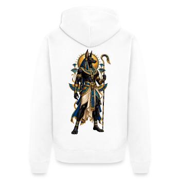 Anubis im Goldenen Gewand - Unisex Premium Bio Zip Hoodie - Weiß - Hinten - Thijin (182cm)