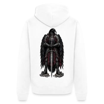 Rabenritter im Schattenpanzer - Unisex Premium Bio Zip Hoodie - Weiß - Hinten - Thijin (182cm)