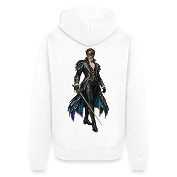 Federklingen-Marschall Fantasielook - Unisex Premium Bio Zip Hoodie - Weiß - Hinten - Thijin (182cm)