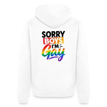 Sorry Boys - I´m gay - lesbisch - Regenbogenfahne - Unisex Premium Bio Zip Hoodie - Weiß - Hinten - Thijin (182cm)