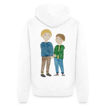 Kinderszene beste Freunde - Unisex Premium Bio Zip Hoodie - Weiß - Hinten - Thijin (182cm)