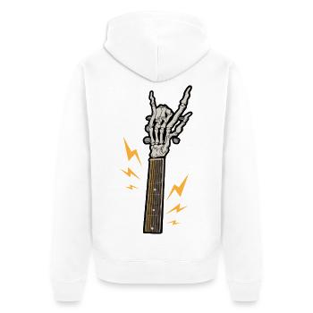 Gitarre Skelett Rock - Unisex Premium Bio Zip Hoodie - Weiß - Hinten - Thijin (182cm)