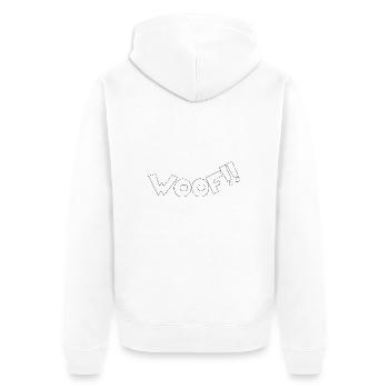 Laut gebellt: Woof mit Stil - Unisex Premium Bio Zip Hoodie - Weiß - Hinten - Thijin (182cm)