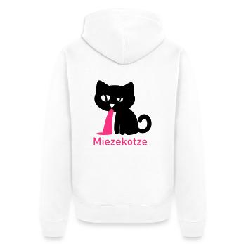 Miezekotze - Unisex Premium Bio Zip Hoodie - Weiß - Hinten - Thijin (182cm)