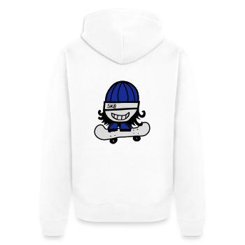 Skate comic de - Unisex Premium Bio Zip Hoodie - Weiß - Hinten - Thijin (182cm)