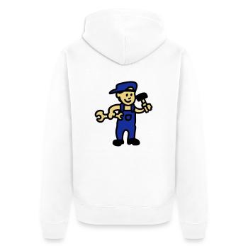 Handwerker 3 - Unisex Premium Bio Zip Hoodie - Weiß - Hinten - Thijin (182cm)