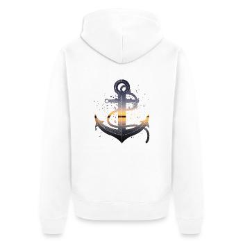 Anker - Unisex Premium Bio Zip Hoodie - Weiß - Hinten - Thijin (182cm)