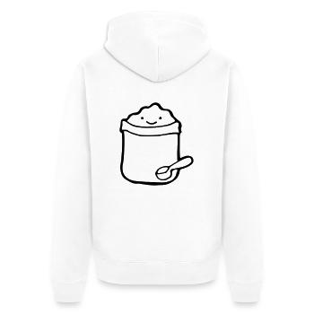 Mehlsack Roggen, Mühle, Müller - Unisex Premium Bio Zip Hoodie - Weiß - Hinten - Thijin (182cm)