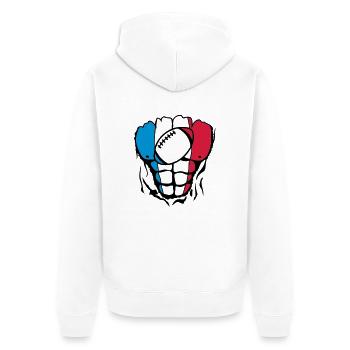 France flag rugby2 body muscle - Unisex Premium Organic Zip Hoodie - white - Back - Thijin (182cm)