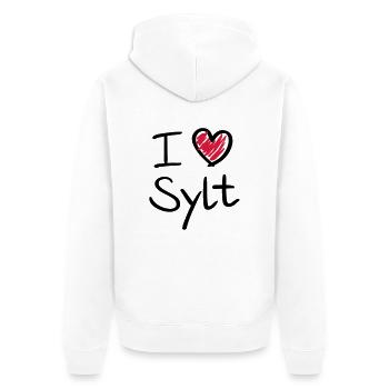 i_love_sylt__f2 - Unisex Premium Bio Zip Hoodie - Weiß - Hinten - Thijin (182cm)
