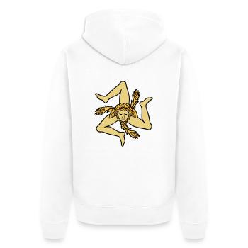 Sizilien Trinacria sizilianische Flagge Sicilia - Unisex Premium Bio Zip Hoodie - Weiß - Hinten - Thijin (182cm)
