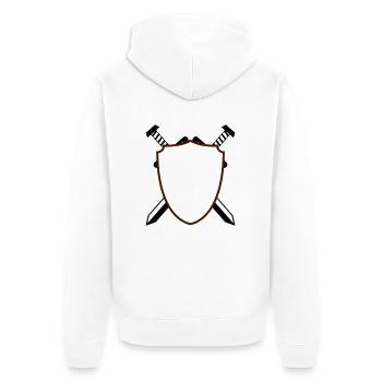 Wappen - Unisex Premium Bio Zip Hoodie - Weiß - Hinten - Thijin (182cm)