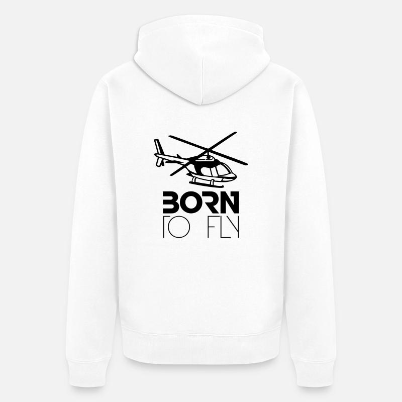 Né à voler Heli Logo - Veste à capuche bio Premium Unisexe - blanc