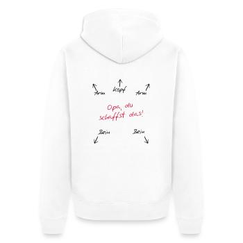 Opa du schaffst das - Unisex Premium Bio Zip Hoodie - Weiß - Hinten - Thijin (182cm)