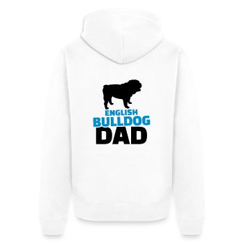 English Bulldog Dad - Unisex Premium Organic Zip Hoodie - white - Back - Thijin (182cm)