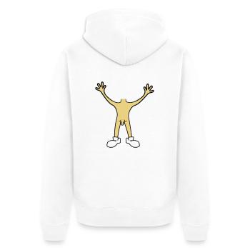 maennlich penis nackt haende hoch halten koerper o - Unisex Premium Bio Zip Hoodie - Weiß - Hinten - Thijin (182cm)