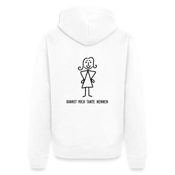 Kannst mich Tante nennen - Unisex Premium Bio Zip Hoodie - Weiß - Hinten - Thijin (182cm)