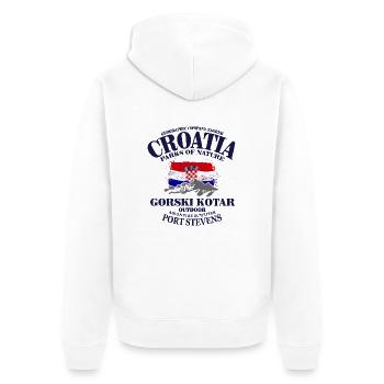 Croatia - Kroatien - Unisex Premium Bio Zip Hoodie - Weiß - Hinten - Thijin (182cm)
