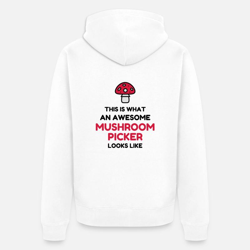 Chasse aux champignons / Champignon / Cueillette - Veste à capuche bio Premium Unisexe - blanc