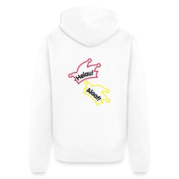 Narrenkappe / Helau / Alaaf - Unisex Premium Bio Zip Hoodie - Weiß - Hinten - Thijin (182cm)