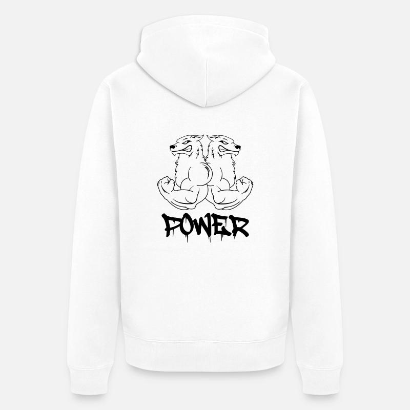 strong_wolfs_power - Unisex Premium Bio Zip Hoodie - Weiß