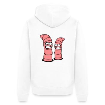 2 crazy worms - Unisex Premium Organic Zip Hoodie - white - Back - Thijin (182cm)