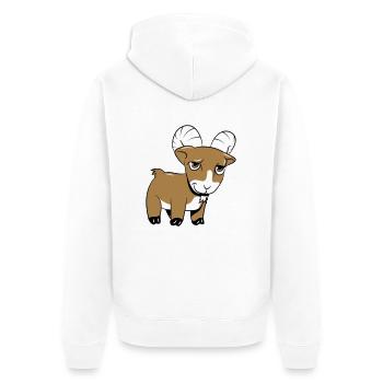 Ziege freundlich lieb - Unisex Premium Bio Zip Hoodie - Weiß - Hinten - Thijin (182cm)
