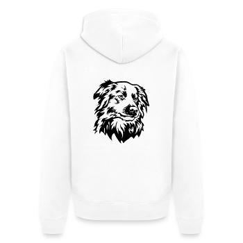 Border Collie Head - Unisex Premium Organic Zip Hoodie - white - Back - Thijin (182cm)