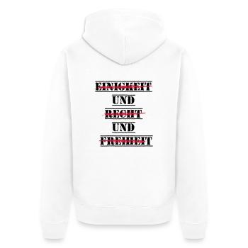 Einigkeit und Recht und Freiheit - Unisex Premium Bio Zip Hoodie - Weiß - Hinten - Thijin (182cm)
