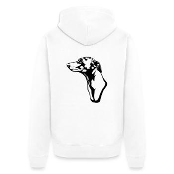 greyhound BACKGROUND - Unisex Premium Bio Zip Hoodie - Weiß - Hinten - Thijin (182cm)