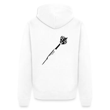 Dart Dartpfeil England Darts Dartspieler Sport 1 - Unisex Premium Bio Zip Hoodie - Weiß - Hinten - Thijin (182cm)