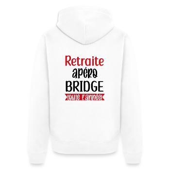 Retraite apéro bridge cadeau femme retraité cartes - Veste à capuche bio Premium Unisexe - blanc - Dos - Thijin (182cm)